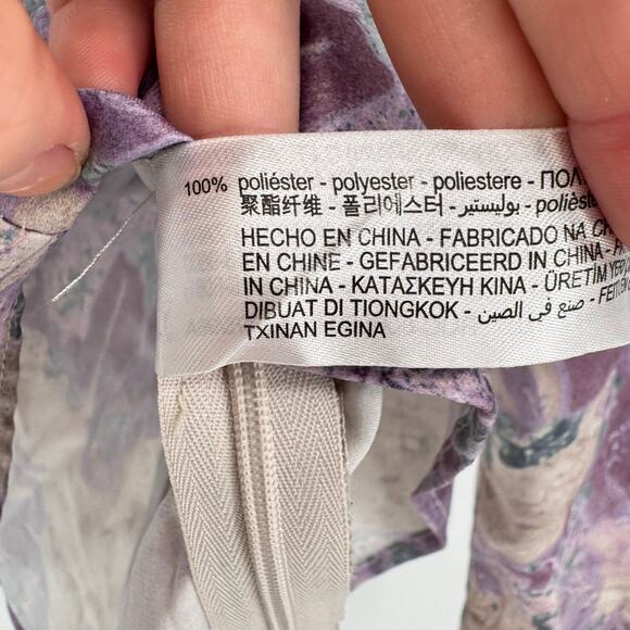 NWOT Zara Purple Marble Satin Gradient Long Sleeve Blouse Sz L Whimsical Boho - Picture 9 of 9